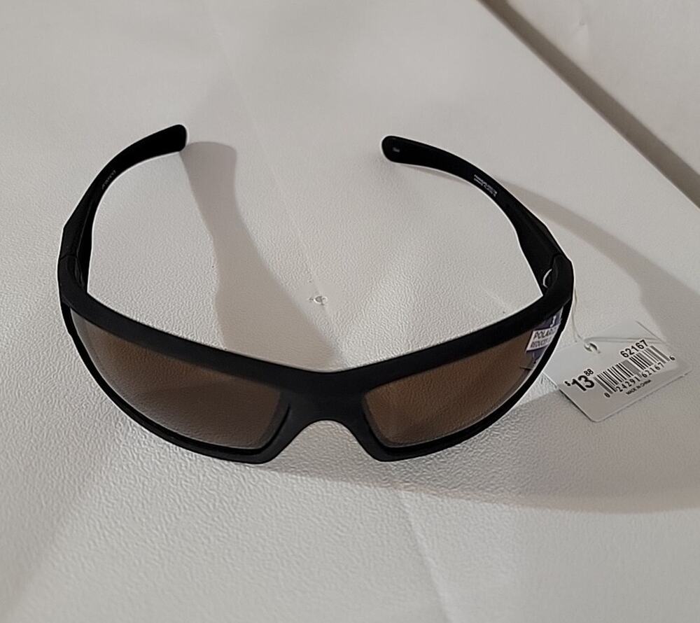 Piranha Spartan Brown Polarized Sport Sunglasses Black Frames Reduce Glare 62167